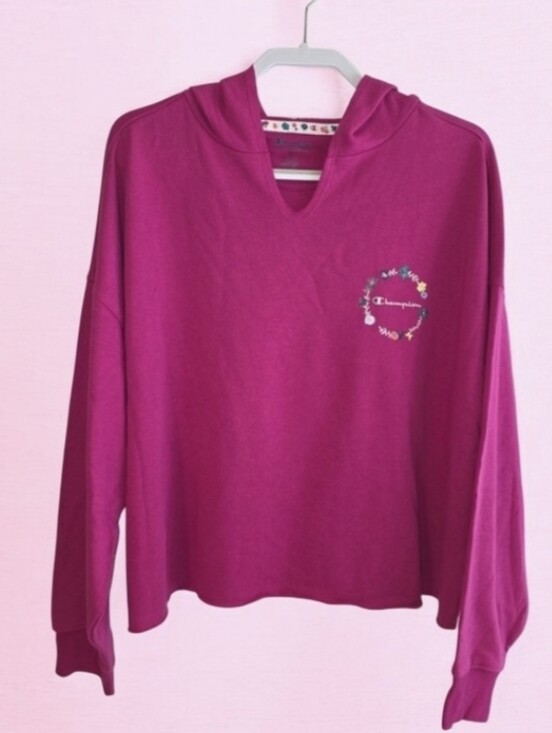 Champion Tops - Champion NWT Women's Fuchsia Pullover Hoodie with Floral Logo Size 2X
